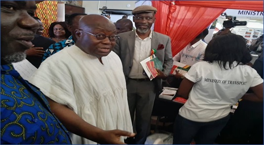 H.e the president visits ministry of transport stand at results fair in accra