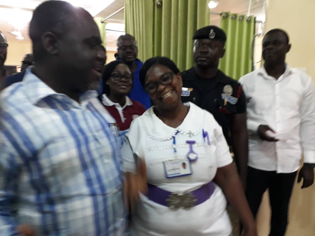 Transport minister hon. kweku ofori asiamah visited kintampo south hospital and the accident scene at kintampo today tuesday, 26th march, 2019. .
