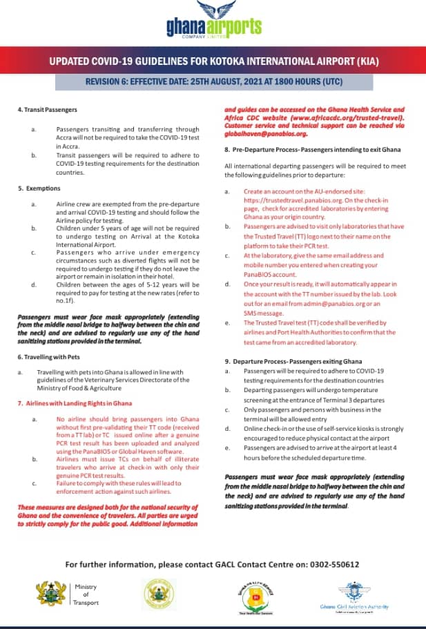 Updated covid-19 guidelines for kotoka international airport(kia)
